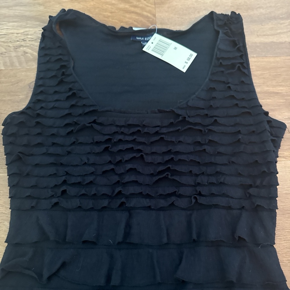 Size Medium Max Edition Solid Black Tiered Ruffle… - image 2